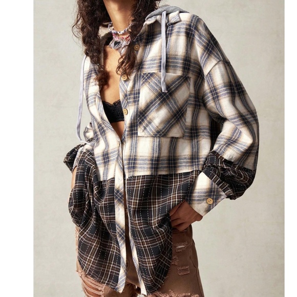 Cozy Plaid print Button Down Oversized Jacket Shacket - Picture 1 of 7
